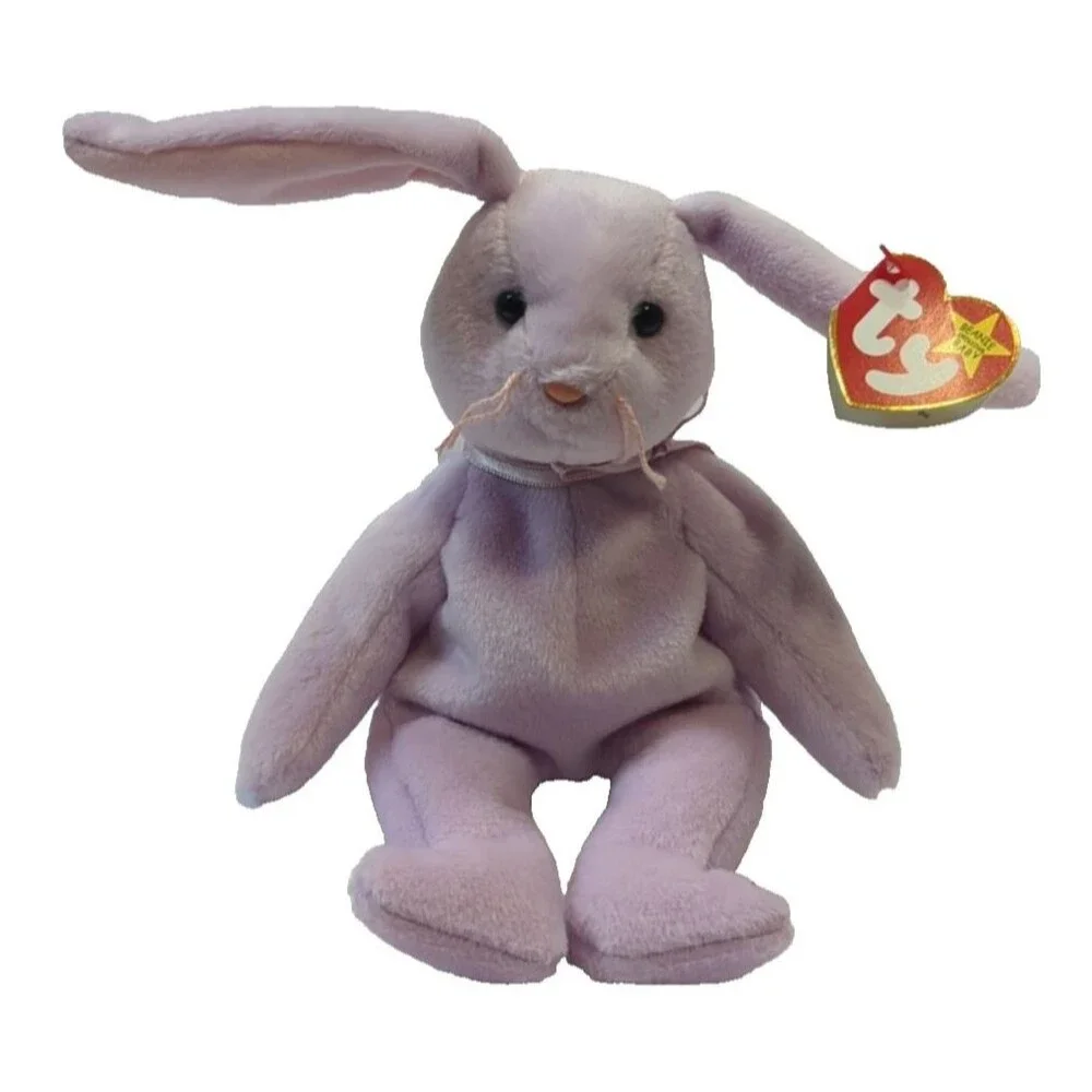 TY FLOPPITY BUNNY BEANIE BABIES RETIRED 1996 NO TAG Lavender Easter Spring